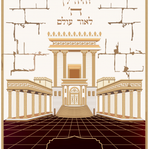 פרוכת בית מקדש על רקע כותל