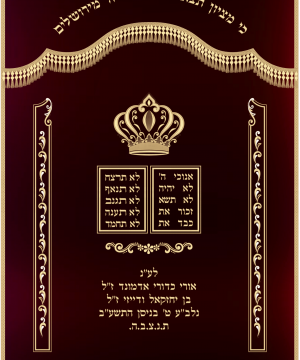 פרוכת לוחות הברית עיטורים בזהב - היכלא